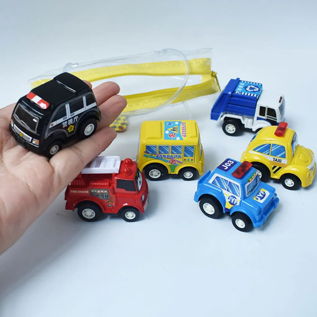 6pcs/Set Children Mini Pull Back Car Toy Construction Vehicle Fire Truck Model Set Boys Birthday Holiday Gift