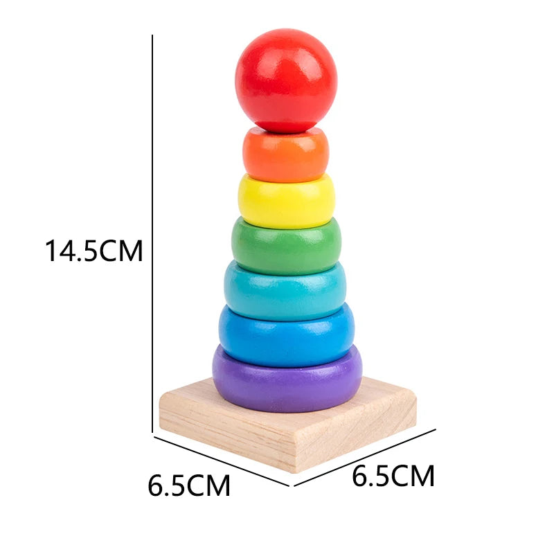 Baby Toys Rainbow Building Blocks Wooden Toys for Kids Creative Rainbow Stacker Montessori Educational Toy for Children