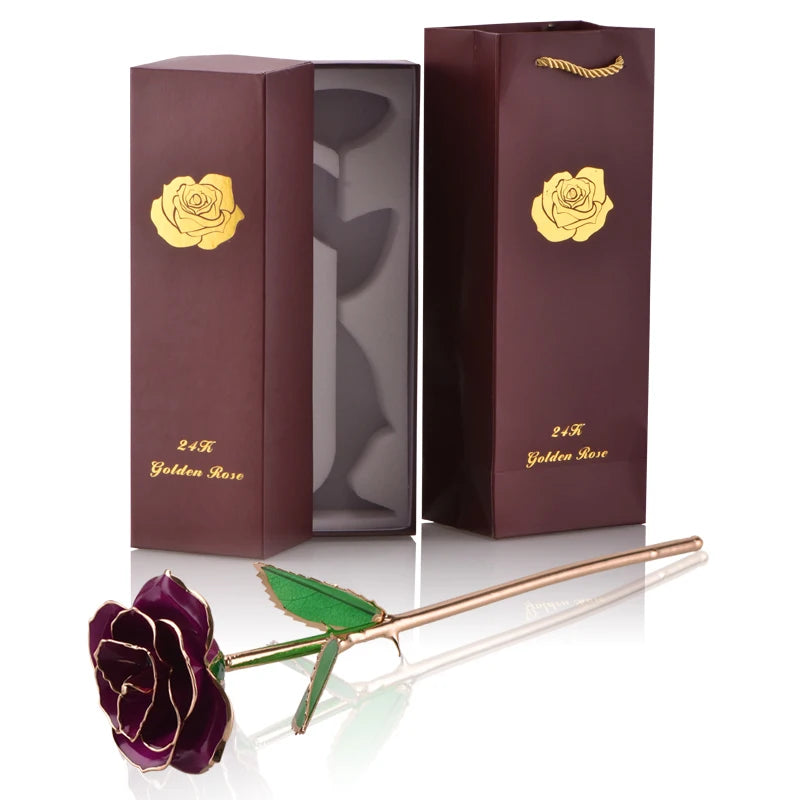 Gifts for Women 24k Gold Dipped Rose With Stand Eternal Flowers Forever Love in Box Girlfriend Wedding Valentine Gift for Her