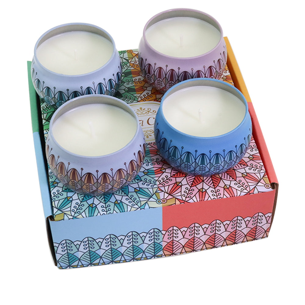 Best Seller 4.4 Oz Candle Massage SPA Gift Set 100% Soy Wax Candle Home Decorations Tin Candles Gift Set