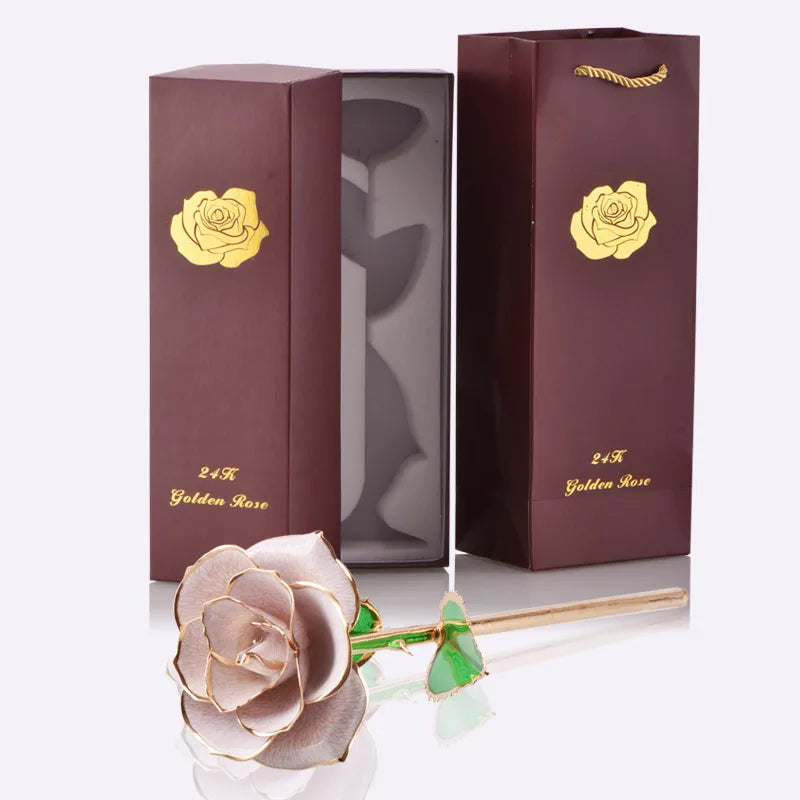 Gifts for Women 24k Gold Dipped Rose With Stand Eternal Flowers Forever Love in Box Girlfriend Wedding Valentine Gift for Her