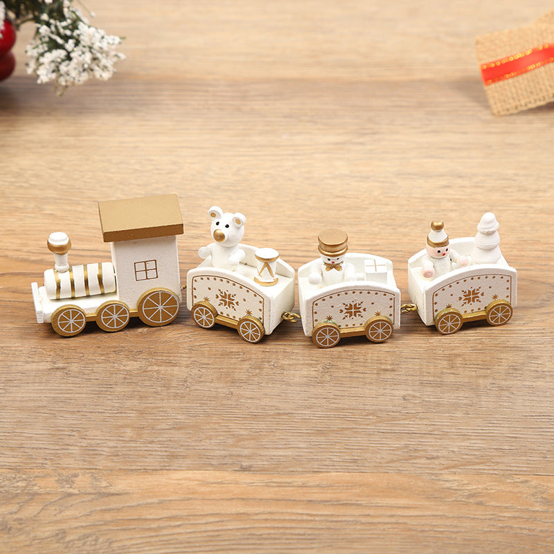 Christmas Wooden Train Mini Train Decor Set for Christmas Party  Kids Gift Set Under Christmas Tree Decorations