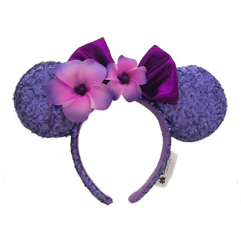 2025 Disney Minnie Ear Headband for Women Disneyland Hairband Mickey Adult/Child Leather Plush Sequin Cosplay Girls Accessories