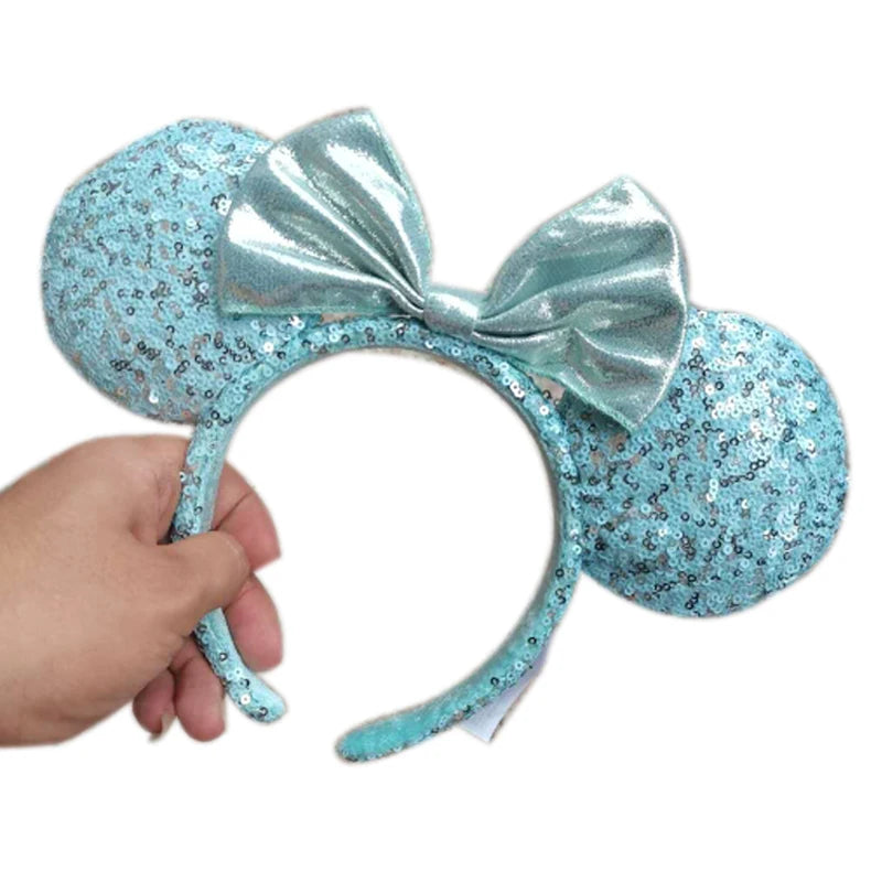 2025 Disney Minnie Ear Headband for Women Disneyland Hairband Mickey Adult/Child Leather Plush Sequin Cosplay Girls Accessories