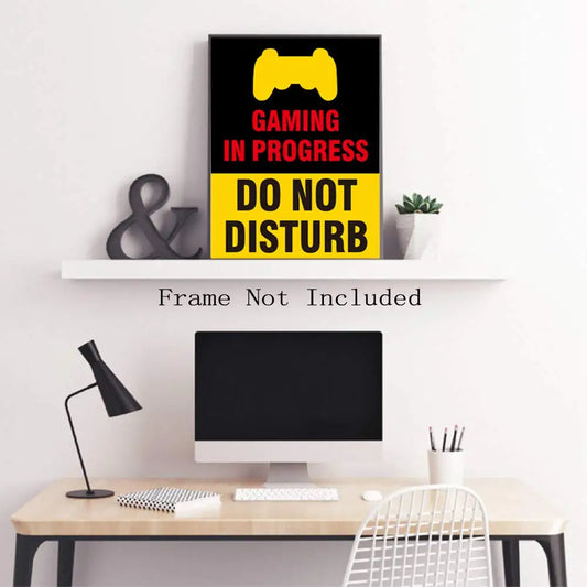 Video Game Poster Canvas Game Artwork With Gamepad Pattern Typography Print Gamer Wall Art for Boys Teens Bedroom