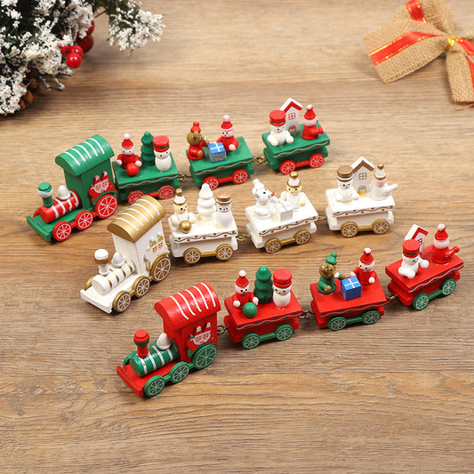 Christmas Wooden Train Mini Train Decor Set for Christmas Party  Kids Gift Set Under Christmas Tree Decorations