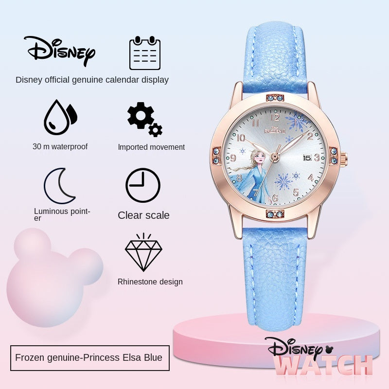 2022 Amazon Disney Brand Children's Watch Cartoon Frozen Elementary School Girl Girls' Waterproof Luminous Quartz Watch