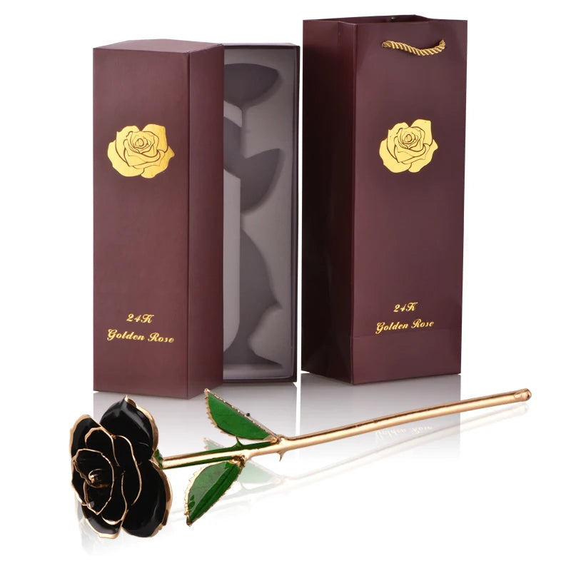 Gifts for Women 24k Gold Dipped Rose With Stand Eternal Flowers Forever Love in Box Girlfriend Wedding Valentine Gift for Her