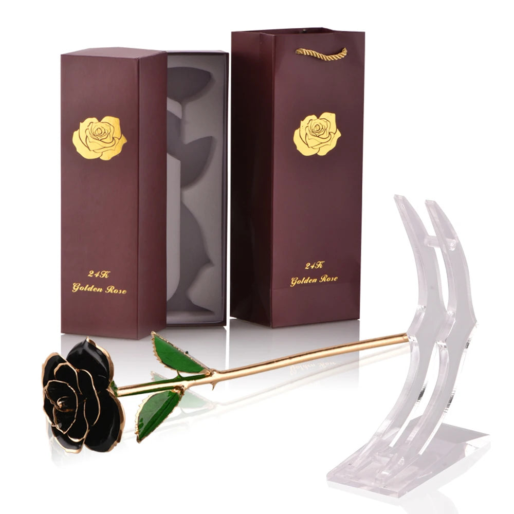 Gifts for Women 24k Gold Dipped Rose With Stand Eternal Flowers Forever Love in Box Girlfriend Wedding Valentine Gift for Her