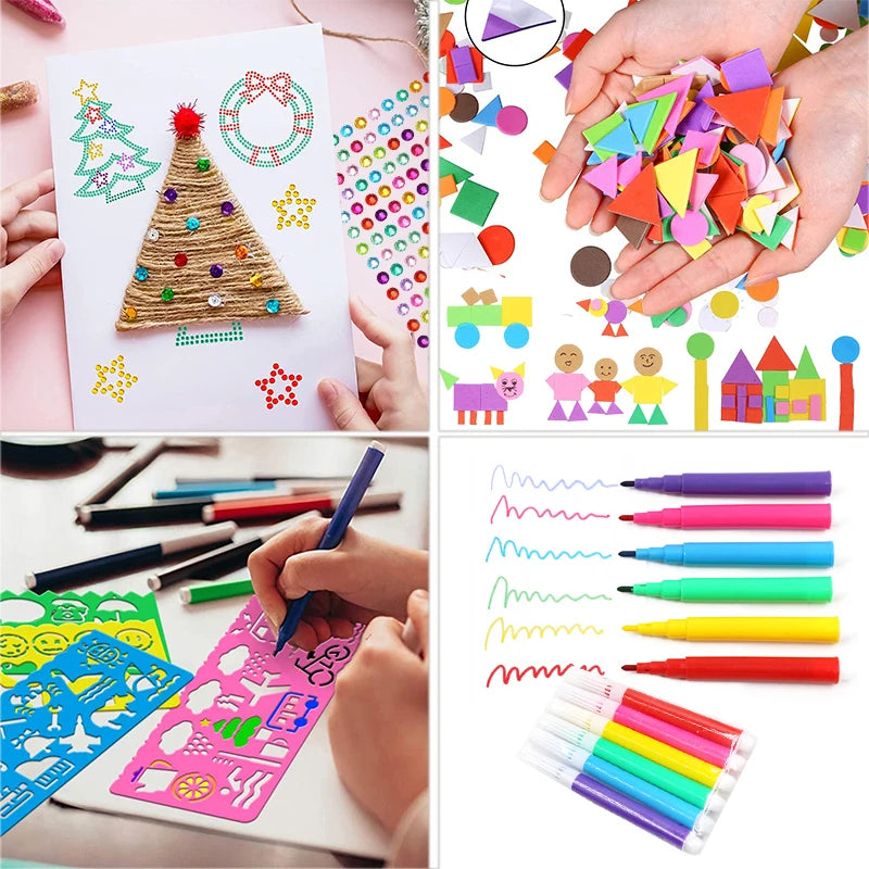 Arts and Crafts Supplies for Kids Toddlers Crafting Collage DIY Arts Set Assorted Creative Handmade Toys Kit Montessori Gifts