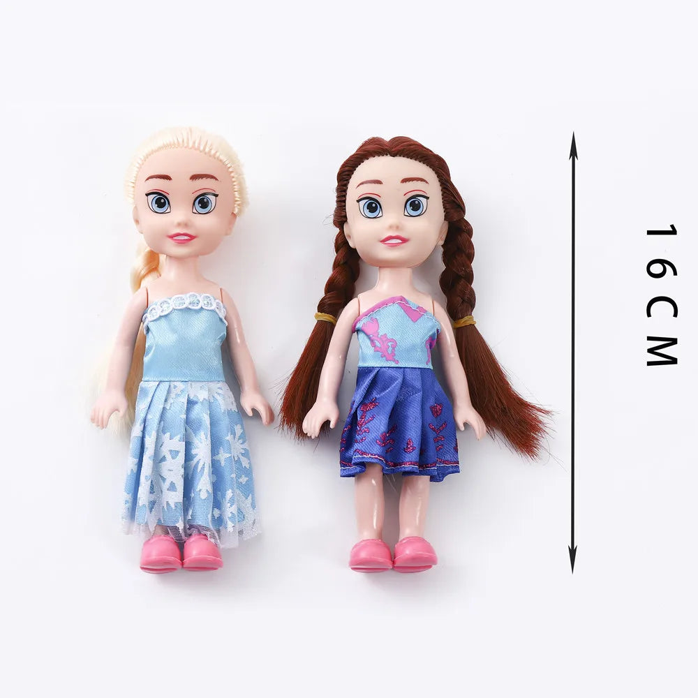 16cm Princess Elsa Doll Anna Snow Queen Children Girls Toys Birthday Christmas Gifts for Kids Sharon Dolls