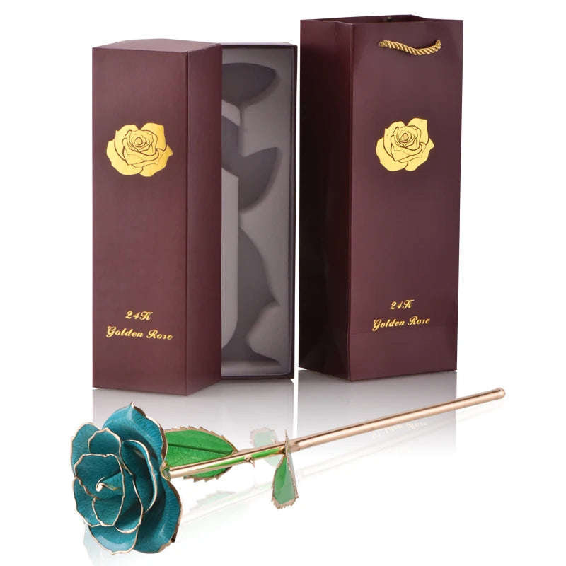 Gifts for Women 24k Gold Dipped Rose With Stand Eternal Flowers Forever Love in Box Girlfriend Wedding Valentine Gift for Her