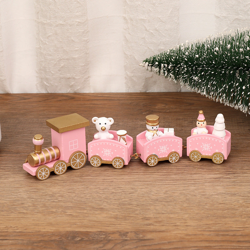 Christmas Wooden Train Mini Train Decor Set for Christmas Party  Kids Gift Set Under Christmas Tree Decorations