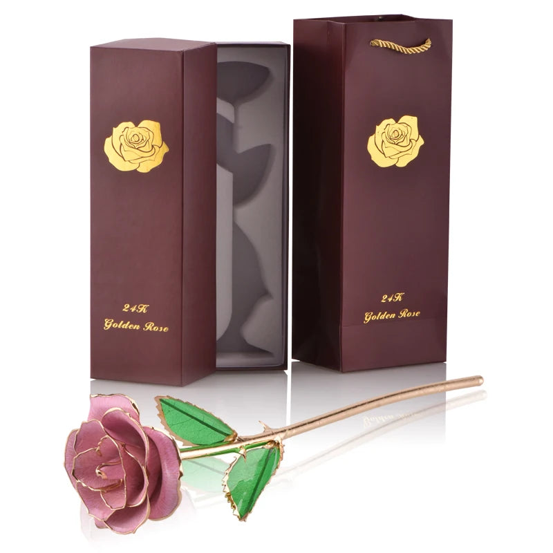 Gifts for Women 24k Gold Dipped Rose With Stand Eternal Flowers Forever Love in Box Girlfriend Wedding Valentine Gift for Her