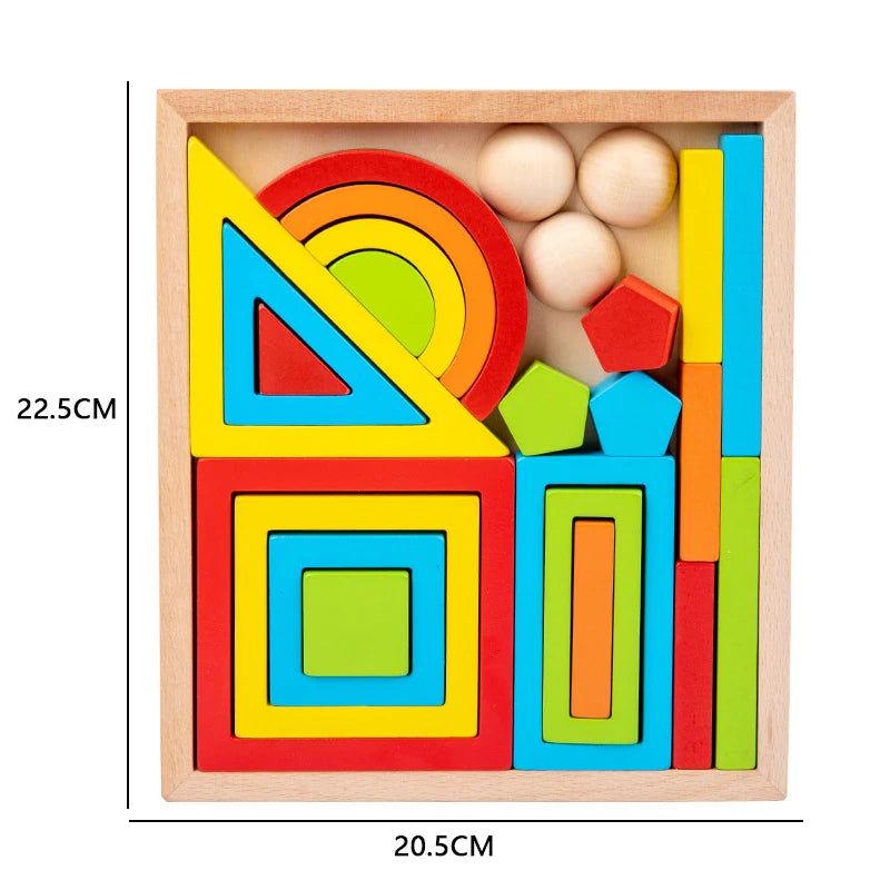 Baby Toys Rainbow Building Blocks Wooden Toys for Kids Creative Rainbow Stacker Montessori Educational Toy for Children