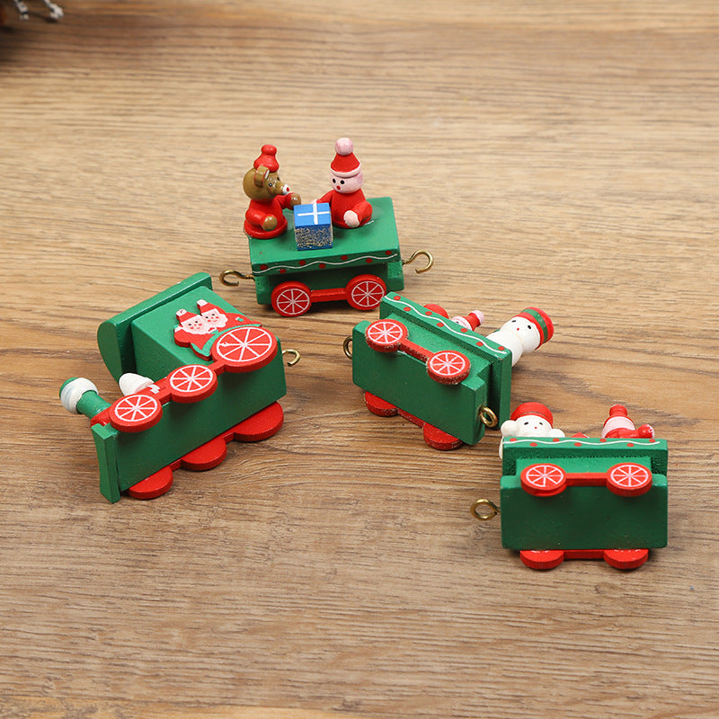 Christmas Wooden Train Mini Train Decor Set for Christmas Party  Kids Gift Set Under Christmas Tree Decorations