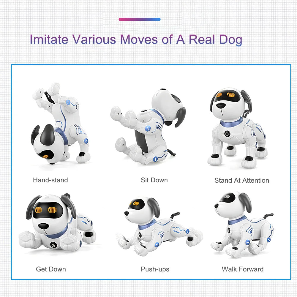 LE NENG TOYS K16A Electronic Animal Pets RC Robot Dog Voice Remote Control Toys Music Song Toy for Kids RC Toys Birthday Gift