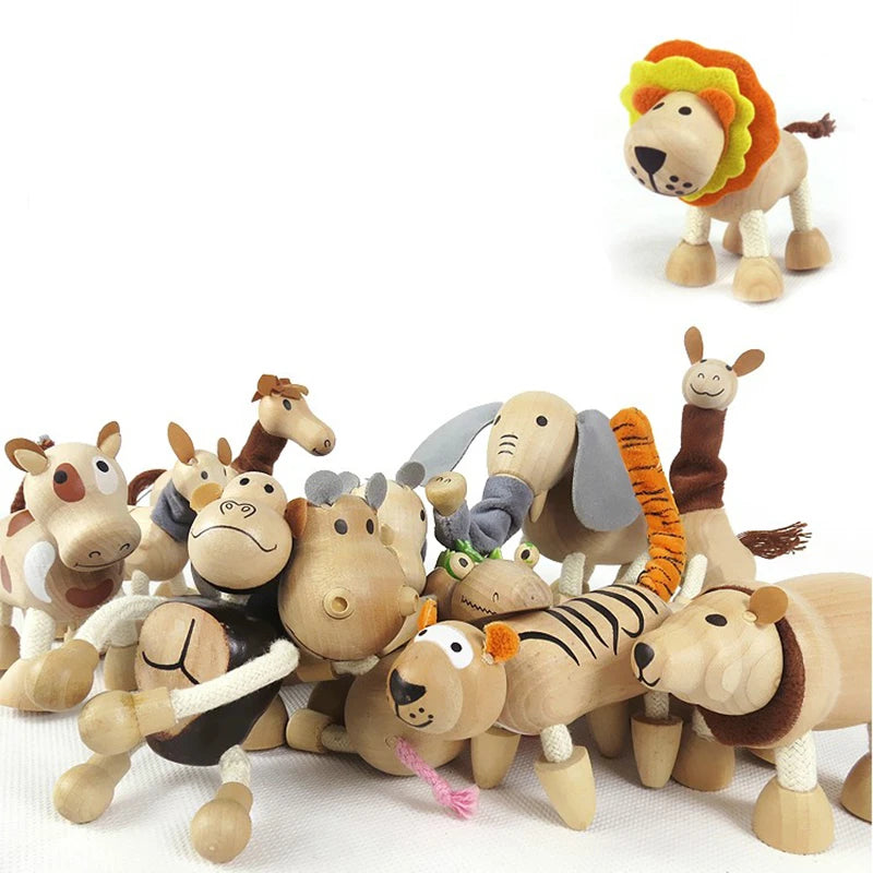 Wooden Cutely Animals Doll Small Emulation Animal Models Baby Kids Learning Toys Animal Figurines Dolls Environmentally Friendly