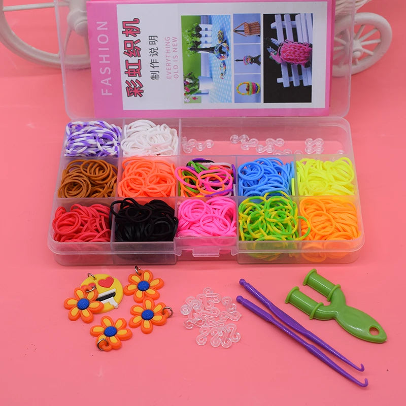 600pcs Children Diy Toys Rubber Bands Bracelet Loom Girl Hair Band Colorful Gum Make Woven Bracelets Kids Gift Toy Dropshipping