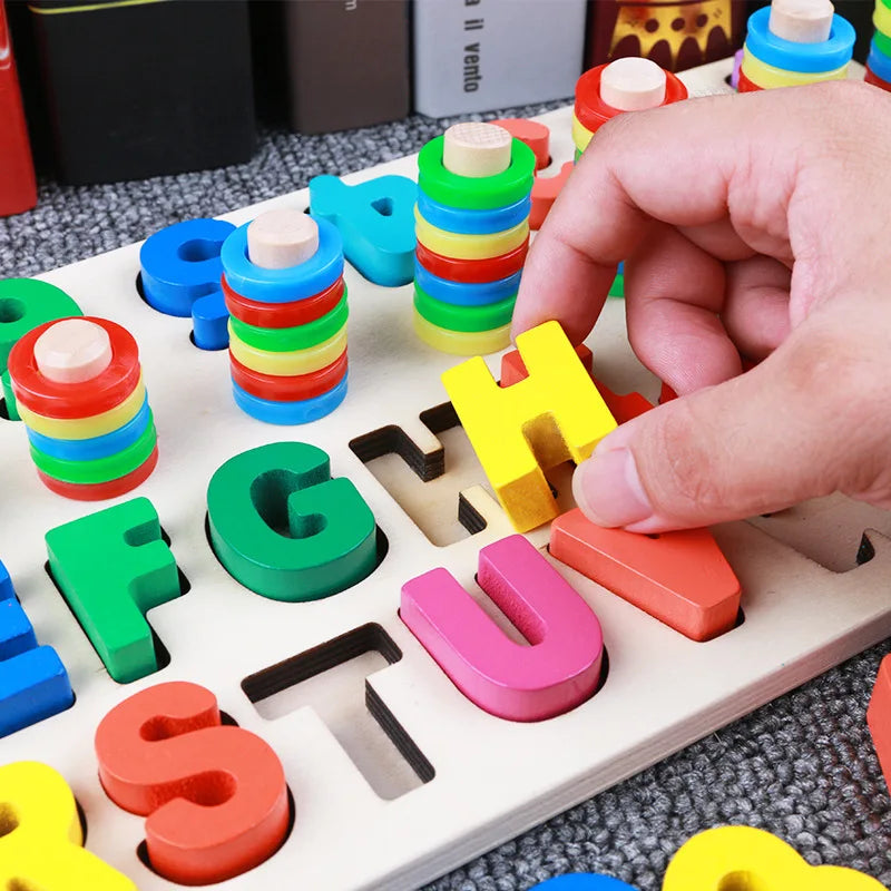 Montessori Toys Wooden Math Toys Educational Teaching Aids Board Geometry Baby Digital Counting Toy Set Preschool Children Toys