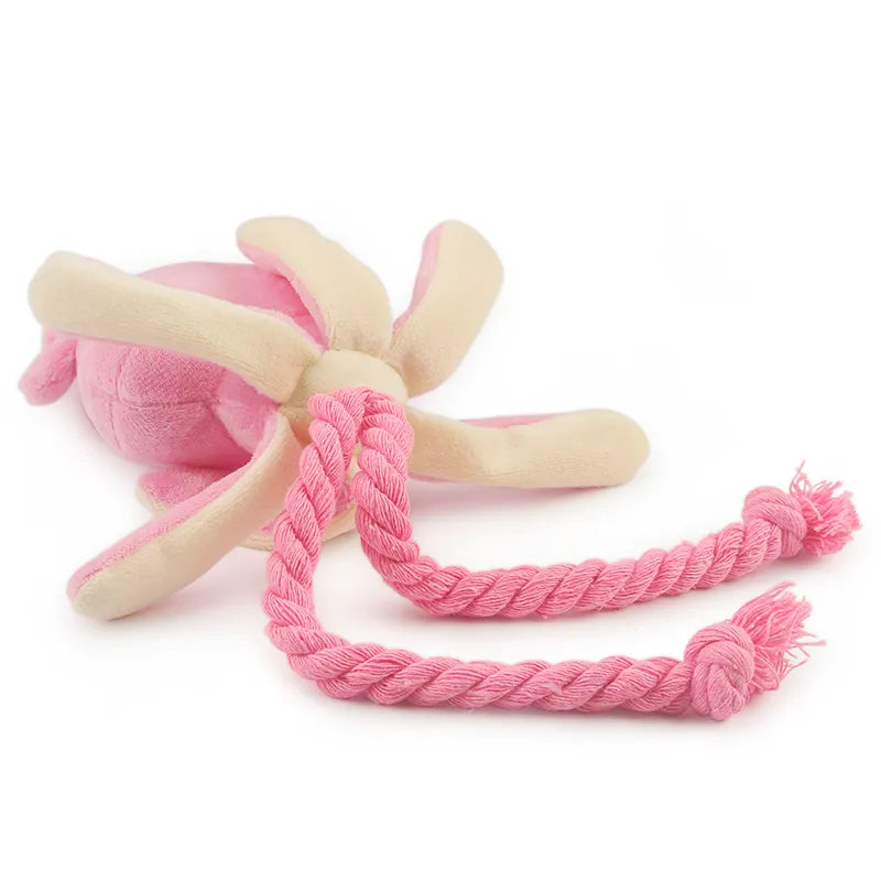 Cute Squid Small Dog Toy Sound BB Plush Pet Puppy Rope Toys Pink Chew Squeak Toys for Cat