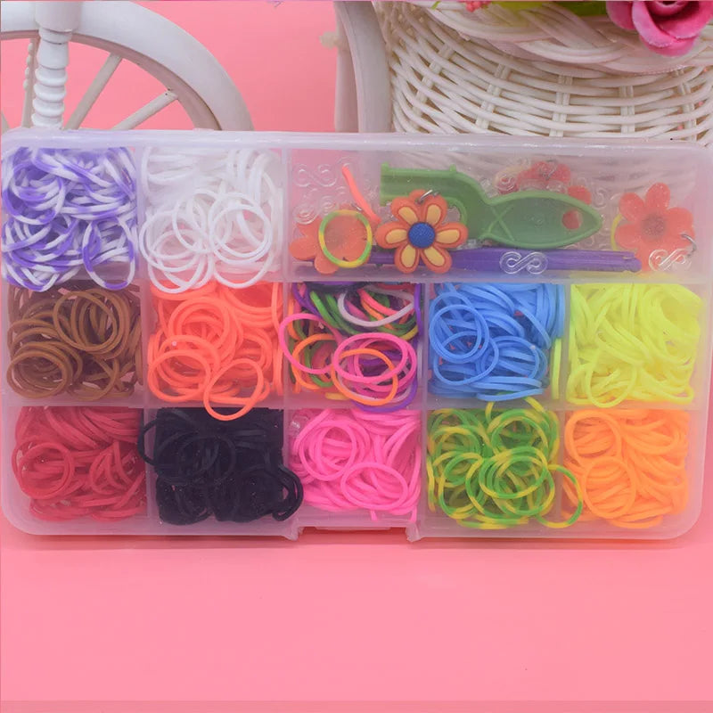 600pcs Children Diy Toys Rubber Bands Bracelet Loom Girl Hair Band Colorful Gum Make Woven Bracelets Kids Gift Toy Dropshipping