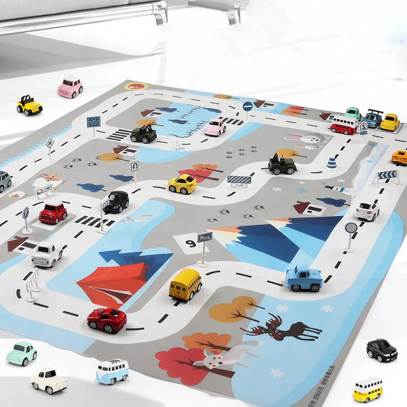 Baby City Map Toys Car Parking Road Map Toy Model Car Climbing Mats English Version Boys Girls Play Game Map Racing Mat Toys New