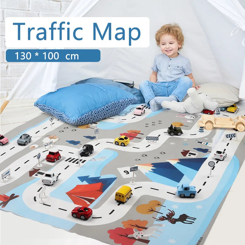 Baby City Map Toys Car Parking Road Map Toy Model Car Climbing Mats English Version Boys Girls Play Game Map Racing Mat Toys New