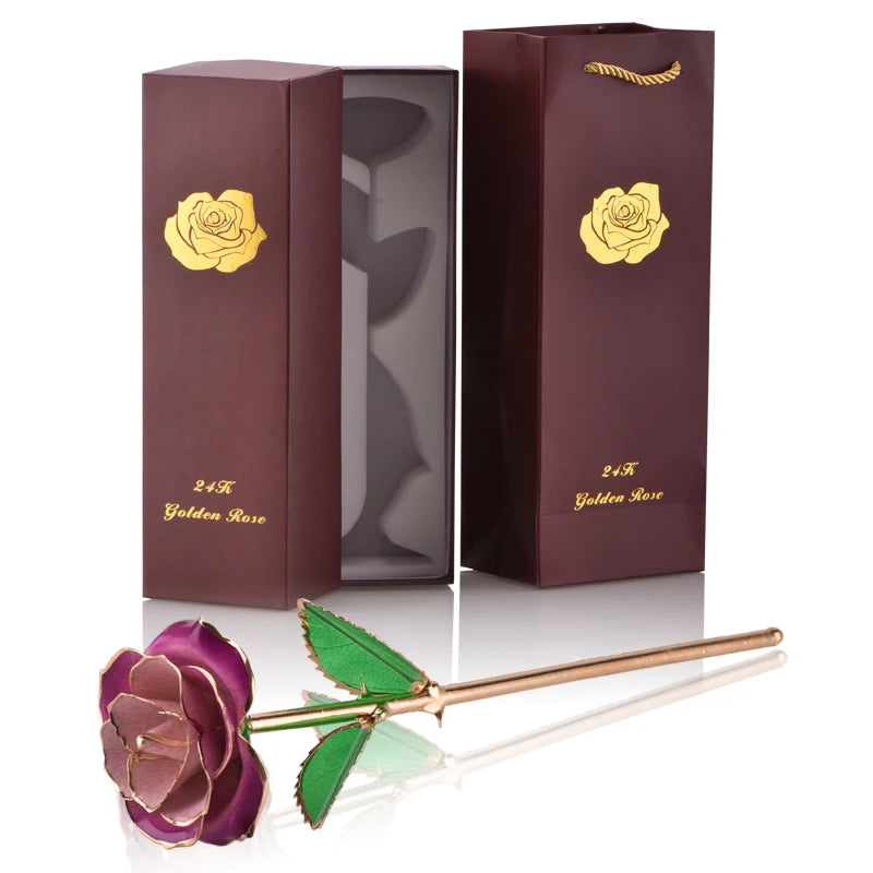 Gifts for Women 24k Gold Dipped Rose With Stand Eternal Flowers Forever Love in Box Girlfriend Wedding Valentine Gift for Her