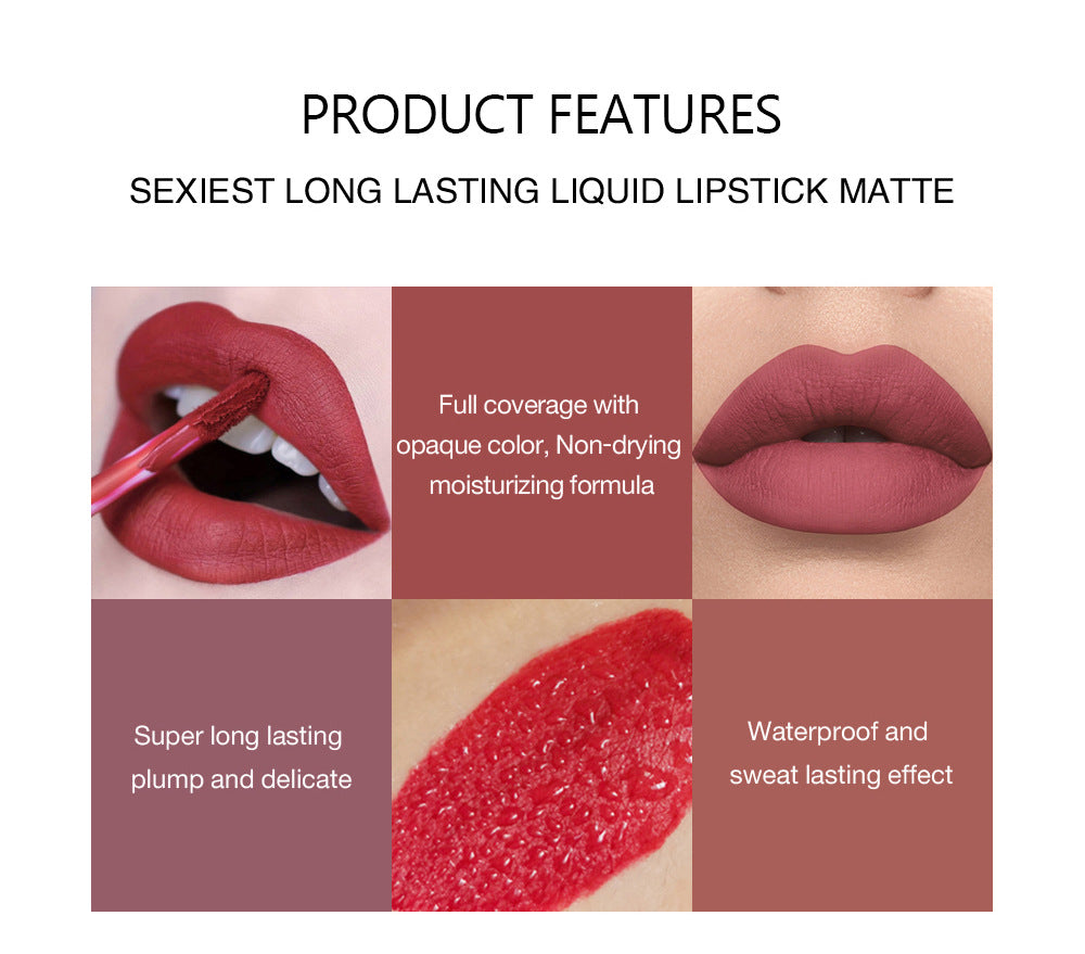 6PCS Matte Liquid Lipstick Set Multi Colors Lip Gloss Kit Non-Stick Gift Box Girls Women Make Up Gift Set Long Lasting Lip Stick