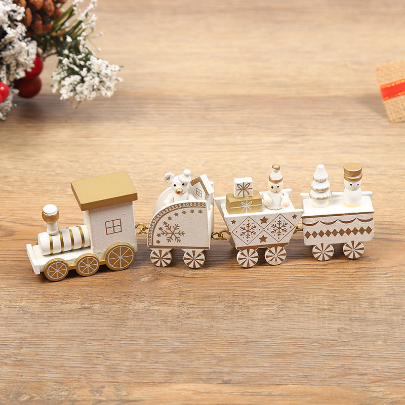 Christmas Wooden Train Mini Train Decor Set for Christmas Party  Kids Gift Set Under Christmas Tree Decorations