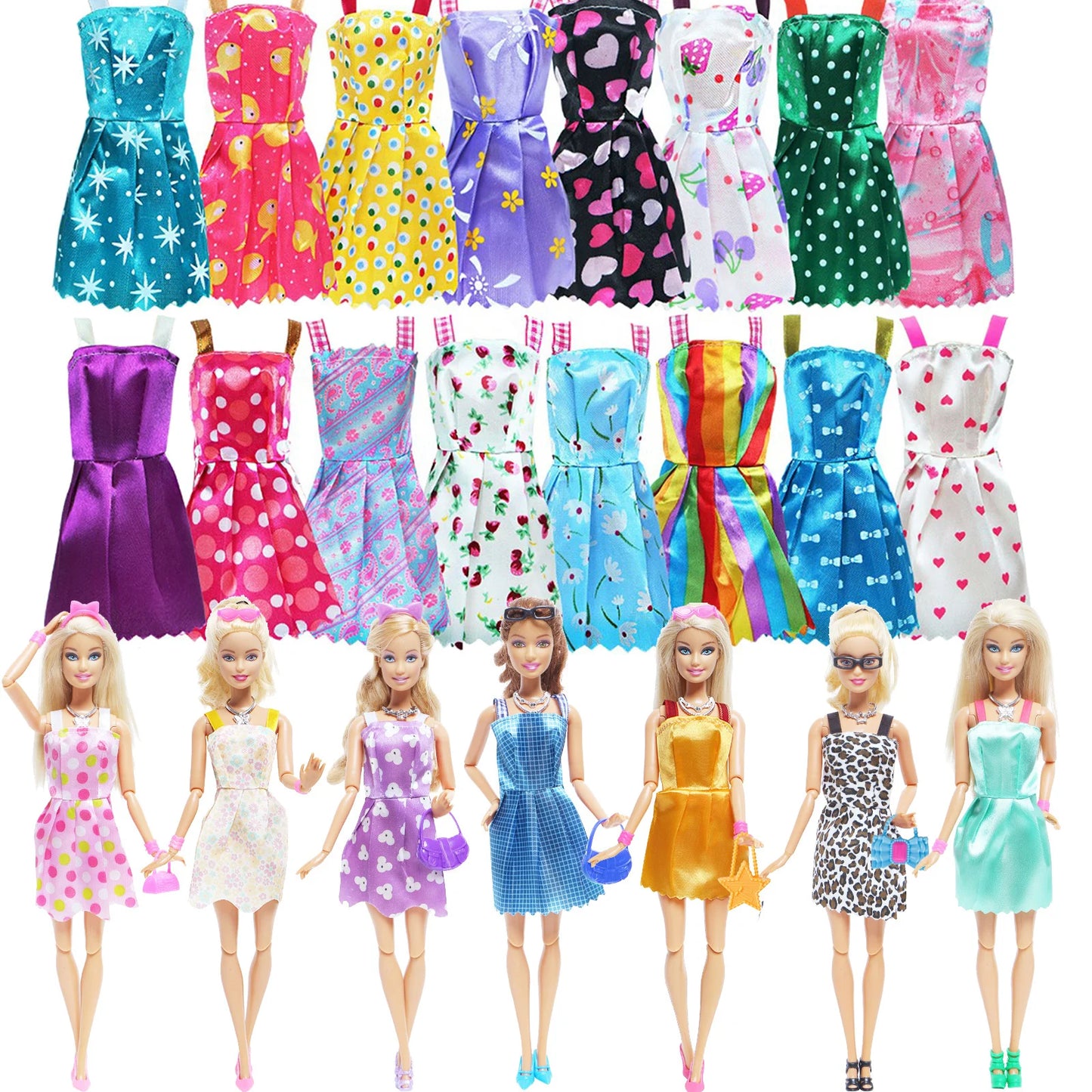 Fashion Dollhouse Furniture 67 Items/Set = 1x Wardrobe + 1 Shoes Rack + 65 Accessories Dolls Clothes Dress Shoes for 11.5'' Doll