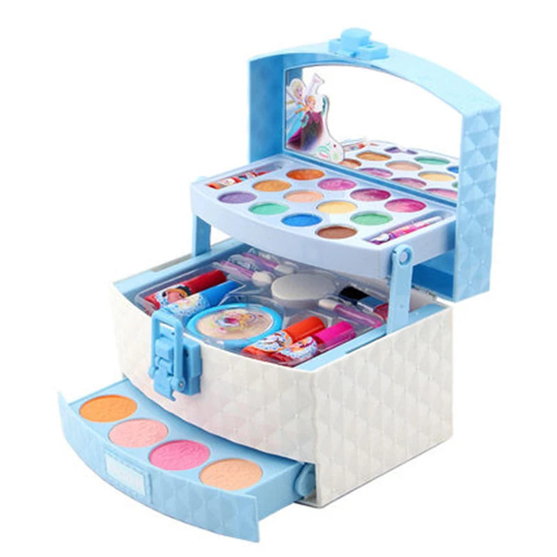 New Disney Girls Cartoon Frozen Elsa Anna Princess Makeup Suitcase Toys Set With Box  Makeup Box Set  Kids Toy Gift