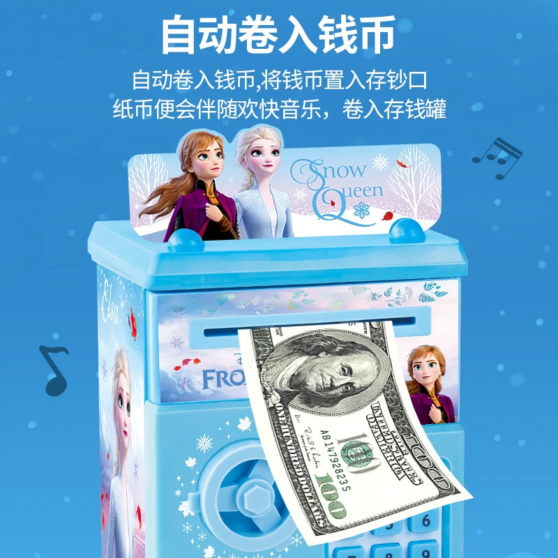 Disney Girls Frozen 2 Fingerprint Piggy Bank Princess Elsa Stitch Password Box Storage Box Girl Gift Creativity Toy