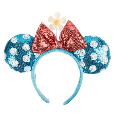 2025 Disney Minnie Ear Headband for Women Disneyland Hairband Mickey Adult/Child Leather Plush Sequin Cosplay Girls Accessories