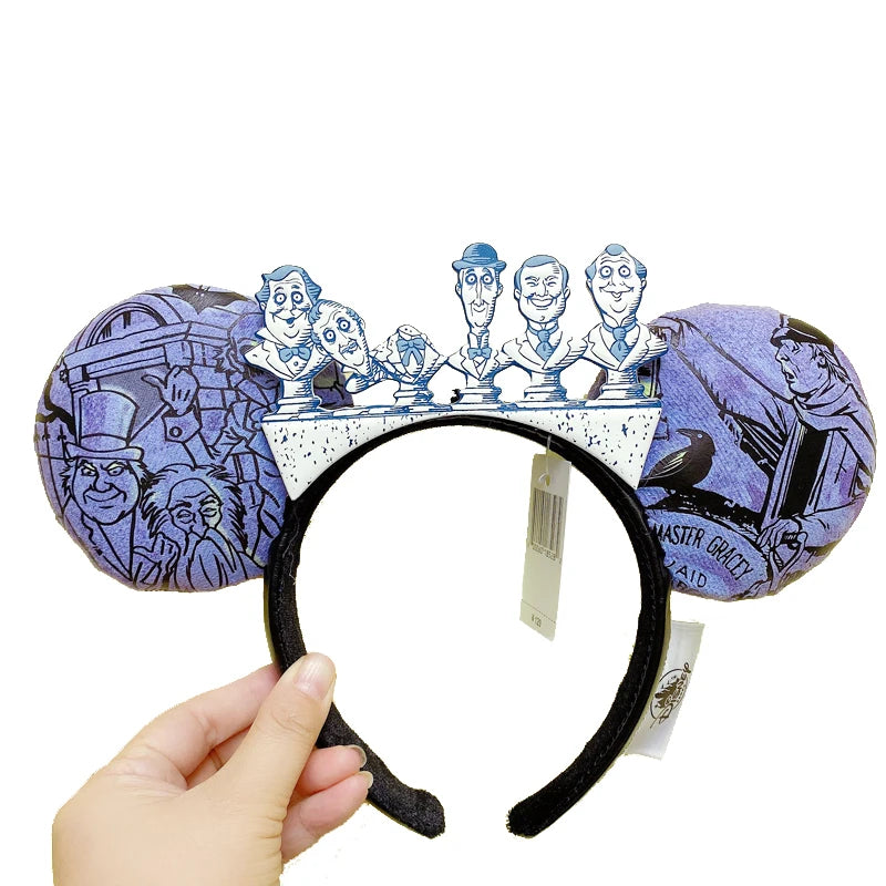 2025 Disney Minnie Ear Headband for Women Disneyland Hairband Mickey Adult/Child Leather Plush Sequin Cosplay Girls Accessories