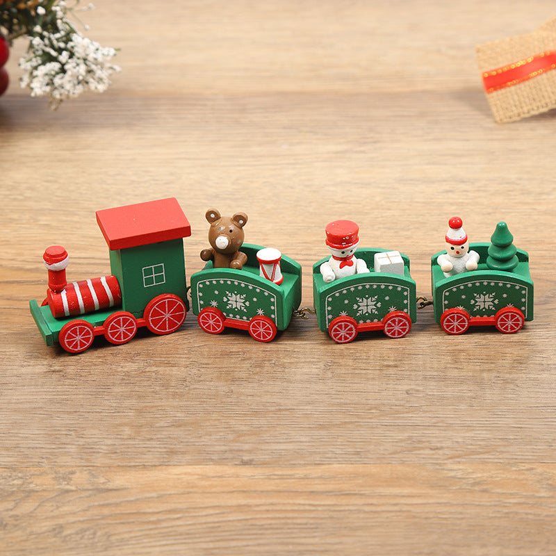 Christmas Wooden Train Mini Train Decor Set for Christmas Party  Kids Gift Set Under Christmas Tree Decorations