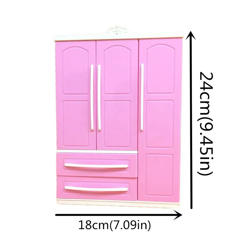 Barbies Dollhouse Furniture 31 Items/Set=1 Wardrobe + 30 Doll Accessories Dolls Clothes Dresses Crowns Necklace Shoes for Barbie