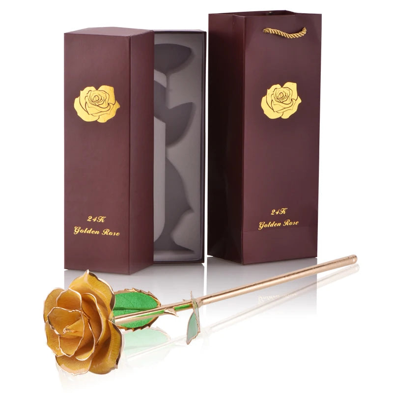 Gifts for Women 24k Gold Dipped Rose With Stand Eternal Flowers Forever Love in Box Girlfriend Wedding Valentine Gift for Her