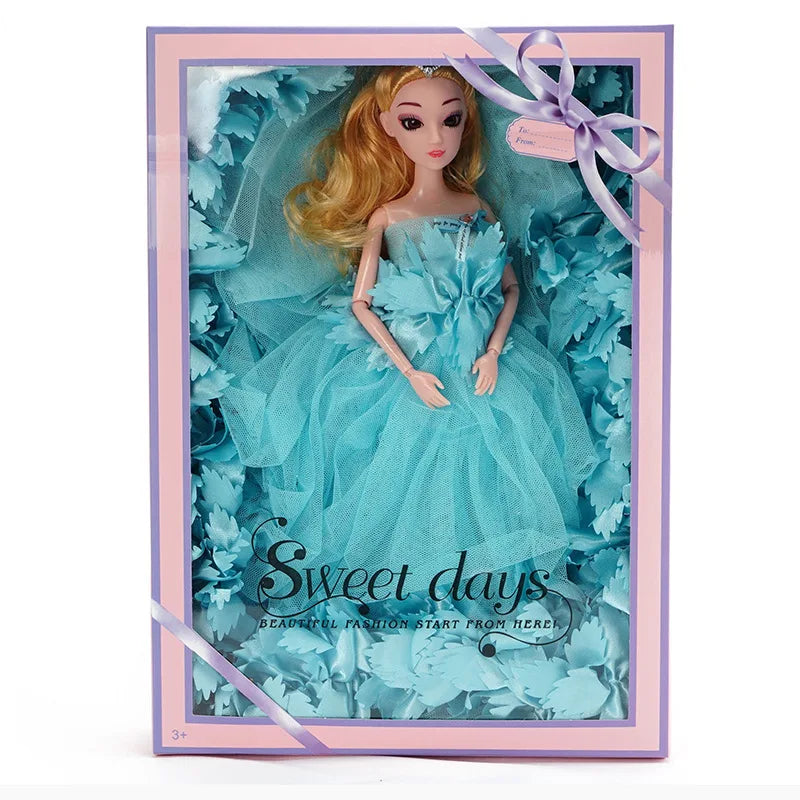 Fashion 40cm Lifelike Bride Dolls Original Handmade 1/4 Bjd Doll Jointed Pink Blue Doll Toys for Children Girl Birthday Gift