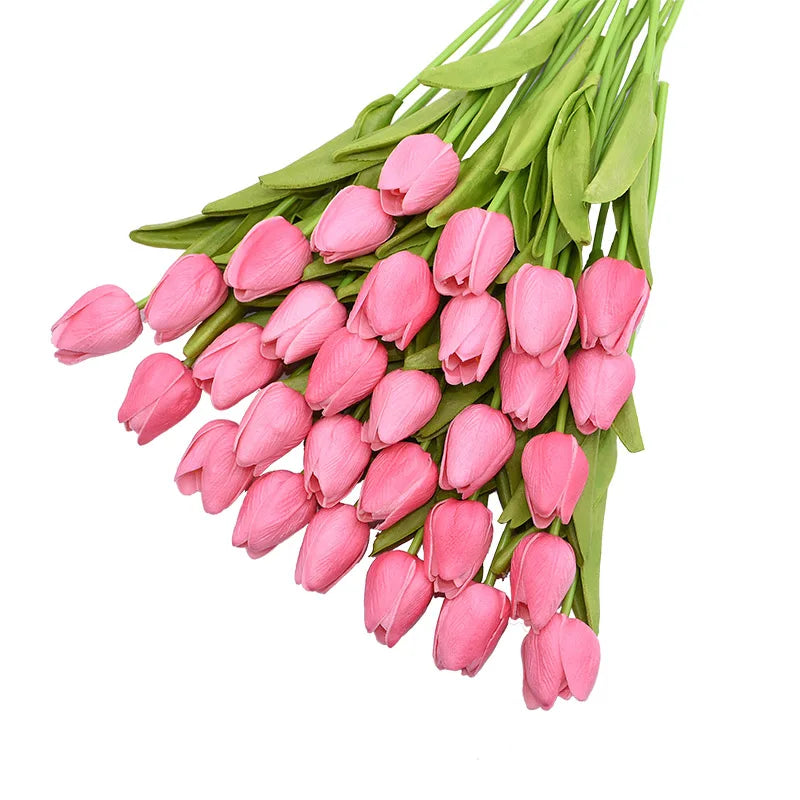 31Pcs Tulips Artificial Flower Real Touch Tulipe Flowers Fake Flowers Wedding Decoration Flowers Christmas Home Garden Decor