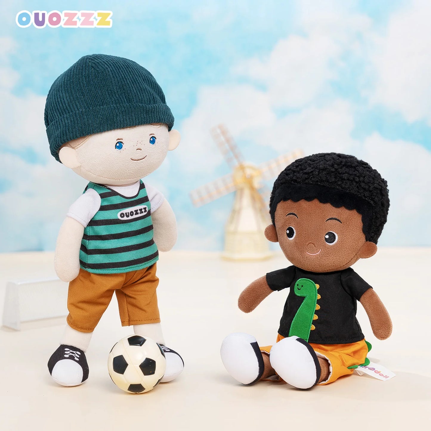 OUOZZZ Plush Boy Doll Toys African American Rag Doll Soft Stuffed Dolls Toys Black Reborn Doll Birthday Gift 38cm