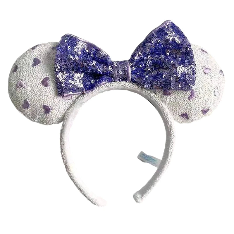 2025 Disney Minnie Ear Headband for Women Disneyland Hairband Mickey Adult/Child Leather Plush Sequin Cosplay Girls Accessories