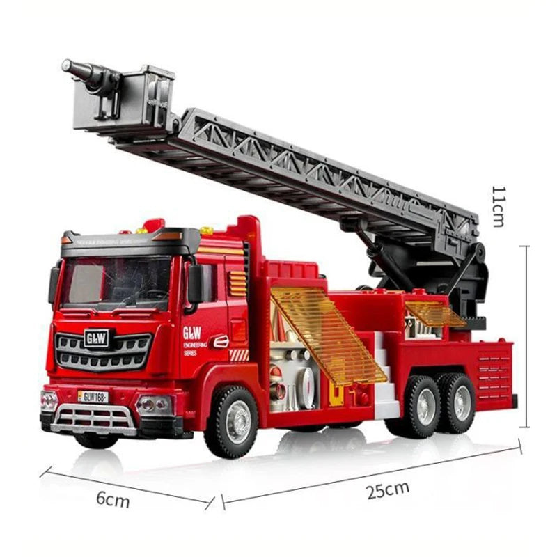 Large Alloy Fire Truck Toy With Sound and Light Sprayable Water Tank Car Simulation Firefighter Rescue Vehicle Boy Gift