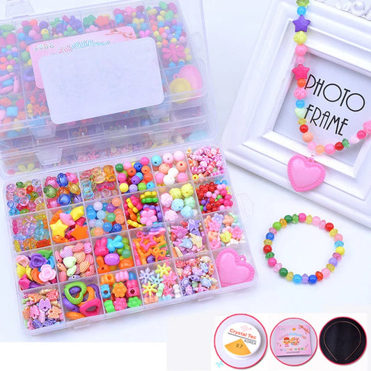 DIY Handmade Beaded Toy With Accessory Set Children Creative 24 Grid Girl Jewelry Making Toys Educational Toys Children Gift