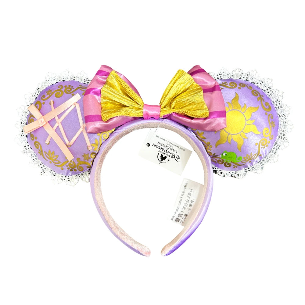 2025 Disney Minnie Ear Headband for Women Disneyland Hairband Mickey Adult/Child Leather Plush Sequin Cosplay Girls Accessories