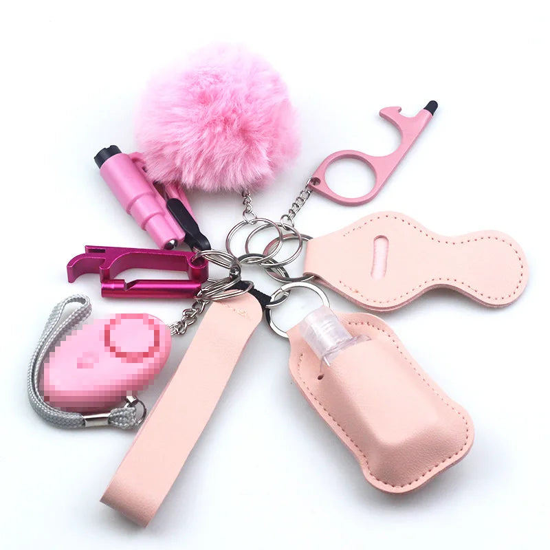 10pc/Set Self Defense Keychain Portable Girls' Self-Protection Keychain Set for Women Alarm Safe Key Ring Best Anti-Wolf Gift