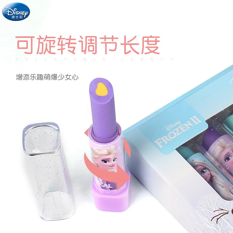 Disney Frozen Elsa Lipstick Eraser Set Cute Cartoon Children Eraser Party Gift Interesting Creativity Birthday Gift