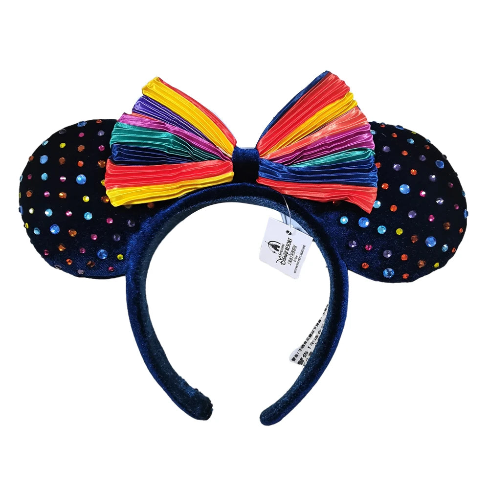 2025 Disney Minnie Ear Headband for Women Disneyland Hairband Mickey Adult/Child Leather Plush Sequin Cosplay Girls Accessories