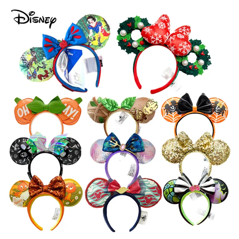 2024 Disney Mickey Ears Headband Firework Headband With Jack Pumpkin King Cosplay Hairband Disneyland Letter Headband Gift